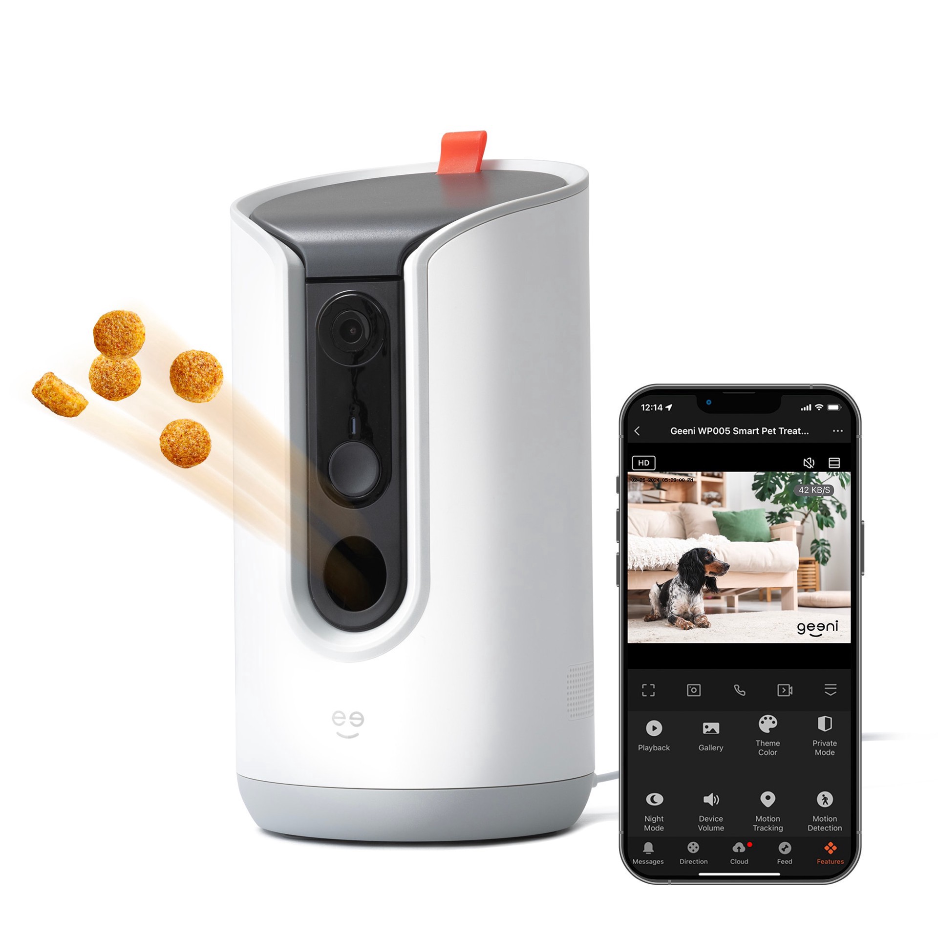 slide 1 of 1, Geeni PetConnect Treat Cam Pro Auto Rotating Smart Treat Dispenser Camera, 1 ct