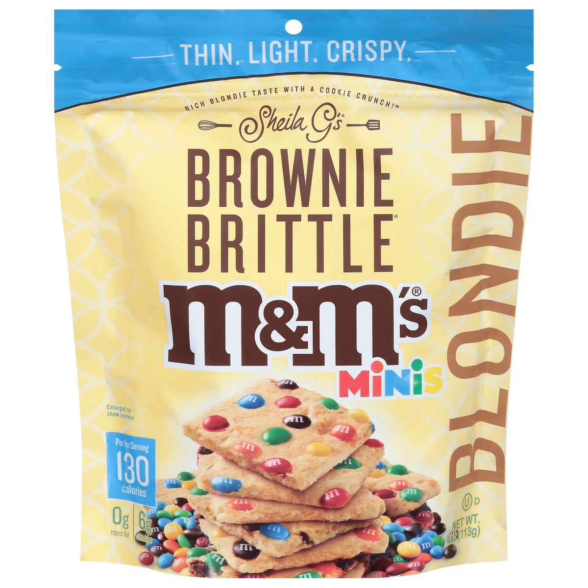 slide 10 of 14, Sheila G's Blondie M&M's Minis Brownie Brittle 4 oz, 4 oz