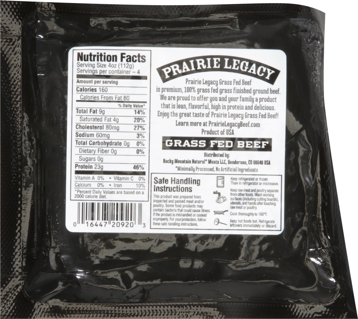 slide 8 of 9, Prairie Legacy 92/8 Ground Grass Fed Beef 16 oz, 16 oz