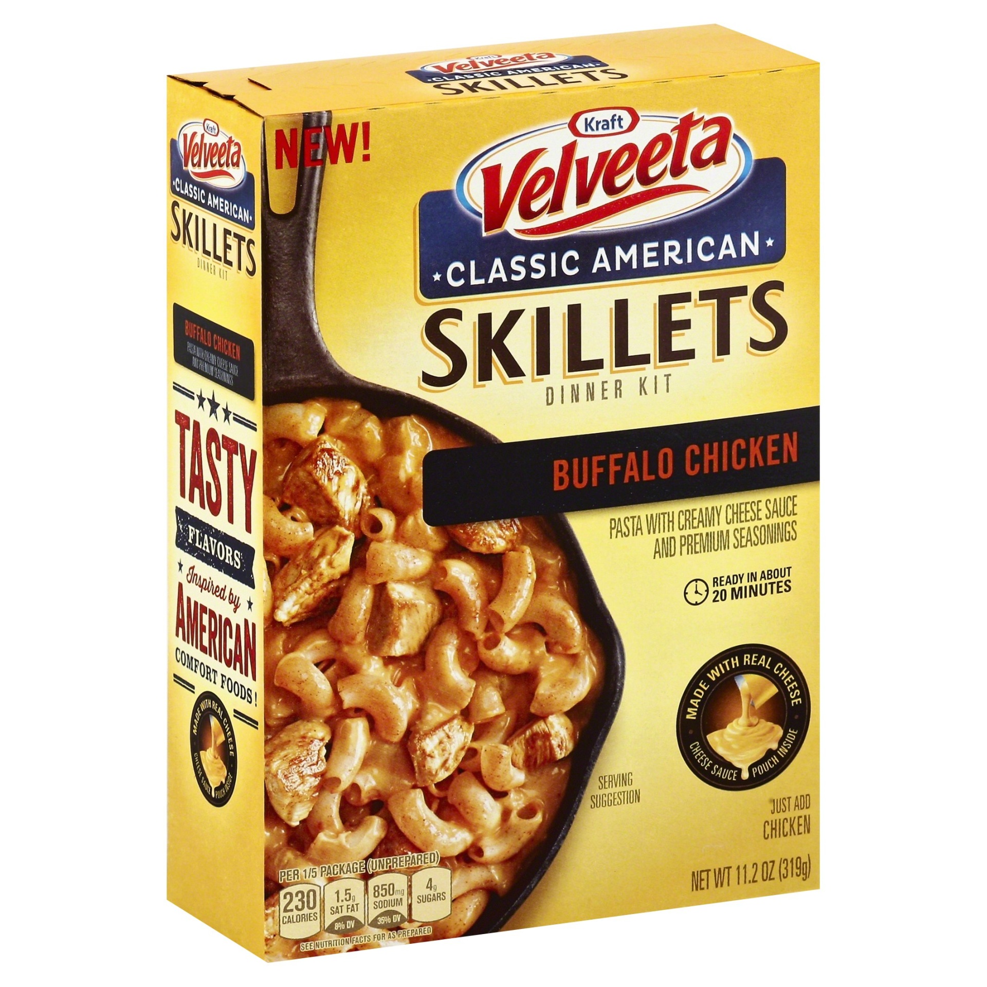 slide 1 of 8, Kraft Velveeta Classic American Skillets Buffalo Chicken Dinner Kit, 11.2 oz
