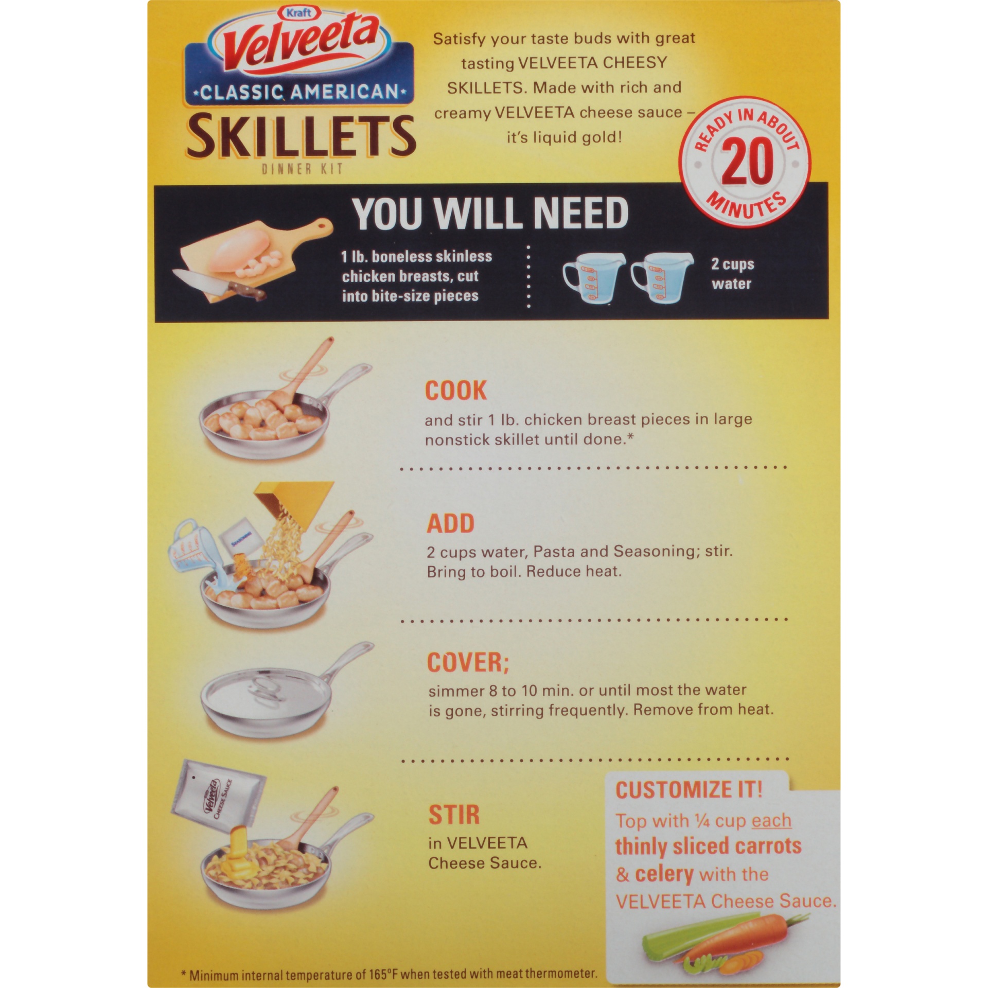 slide 6 of 8, Kraft Velveeta Classic American Skillets Buffalo Chicken Dinner Kit, 11.2 oz