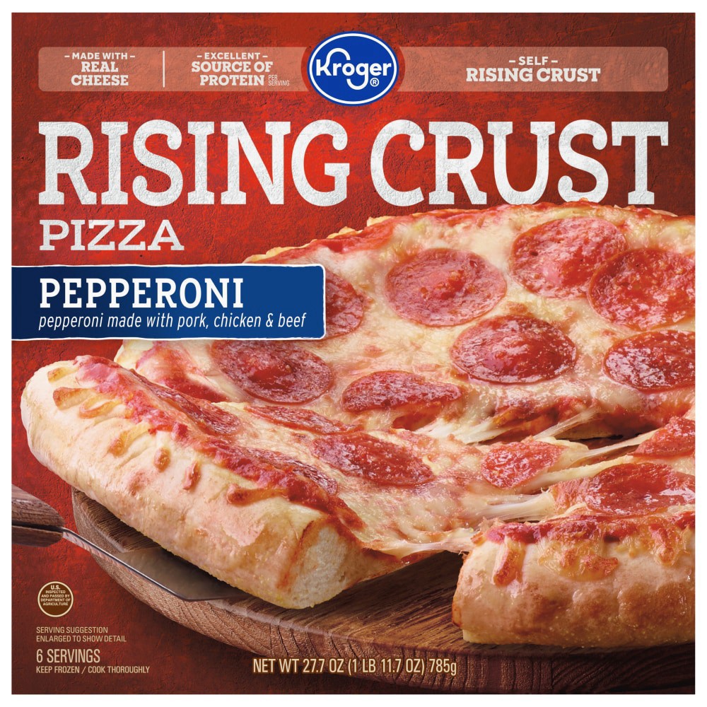 slide 2 of 3, Kroger Rising Crust Pepperoni Pizza, 27.7 oz