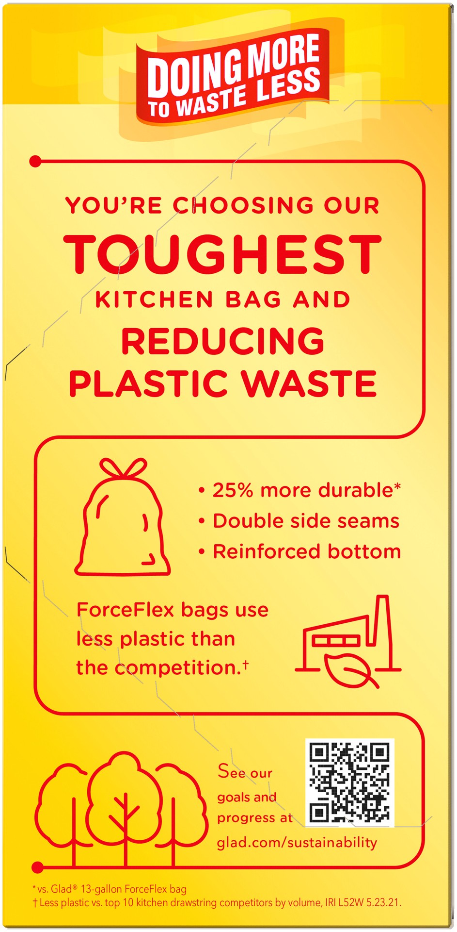 slide 3 of 5, Glad ForceFlexPlus with Clorox Tall Kitchen Drawstring Lemon Fresh Bleach Scent Trash Bags, 34 ct