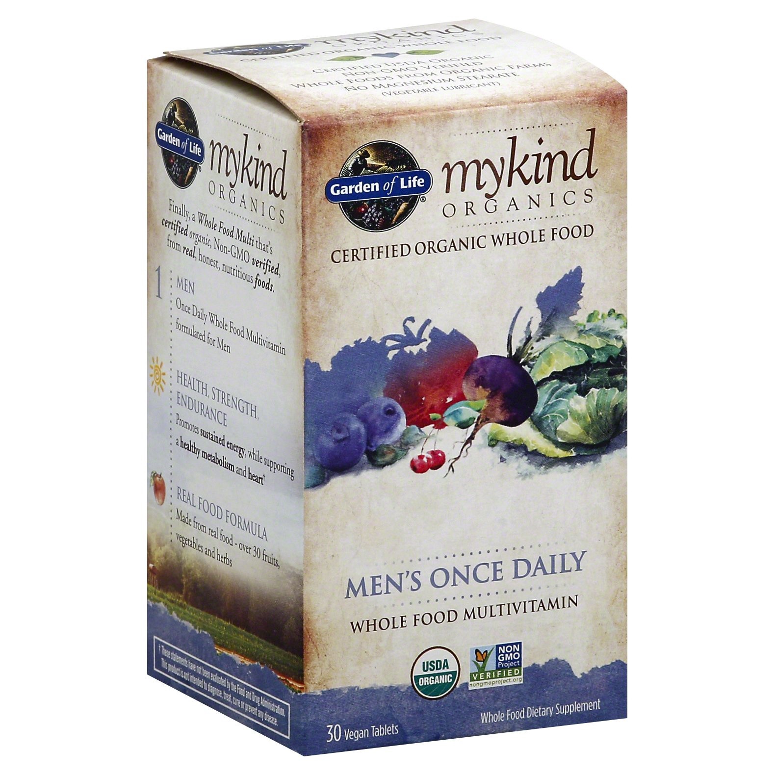 slide 1 of 2, Garden of Life My Kind Organics Men Once Daily Whole Food Multi-vitamin, 30 ct