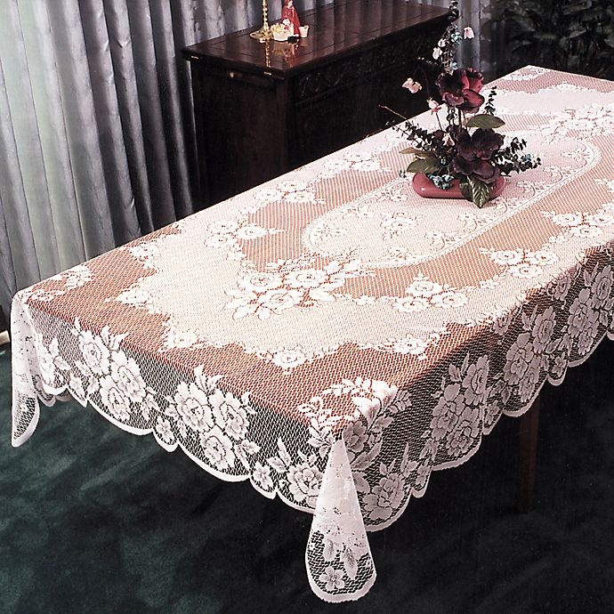 slide 2 of 2, Heritage Lace Victorian Rose Tablecloth - White, 60 in x 108 in