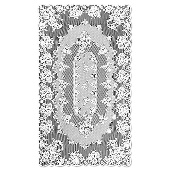 slide 1 of 2, Heritage Lace Victorian Rose Tablecloth - White, 60 in x 108 in