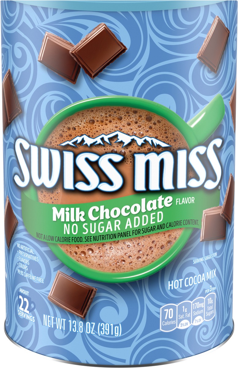slide 3 of 5, Swiss Miss No Sugar Added Milk Chocolate Flavor Hot Cocoa Mix 13.8 oz, 13.8 oz