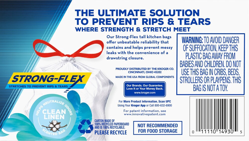 slide 5 of 5, Kroger® PCR Flex Trash Bag Clean Linen 13 Gallon, 40 ct