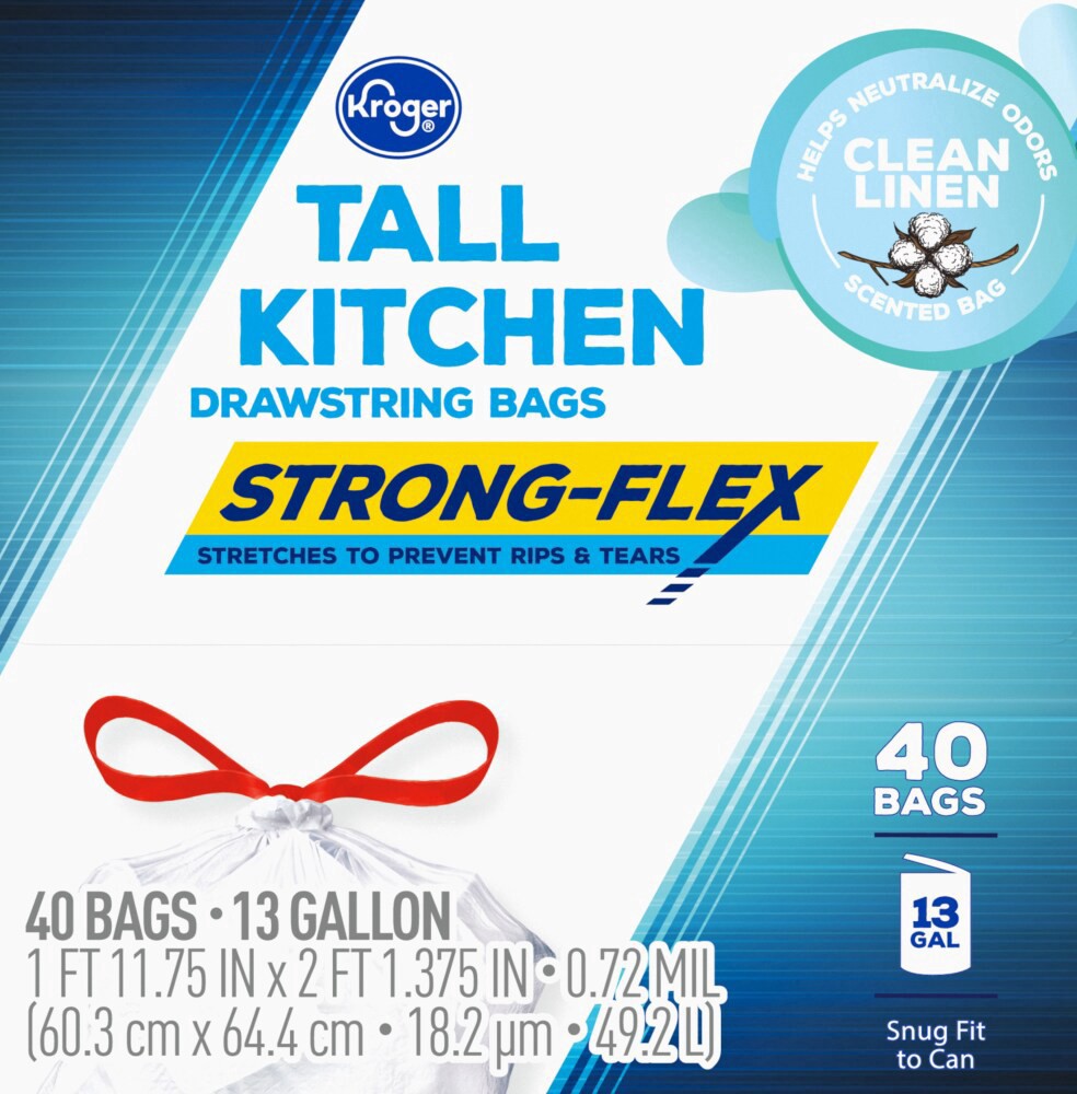 slide 4 of 5, Kroger® PCR Flex Trash Bag Clean Linen 13 Gallon, 40 ct