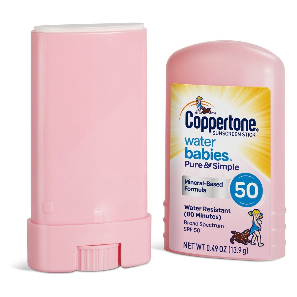 slide 3 of 3, Coppertone Water Babies Pure & Simple SPF 50 Sunscreen Stick, 0.49 oz