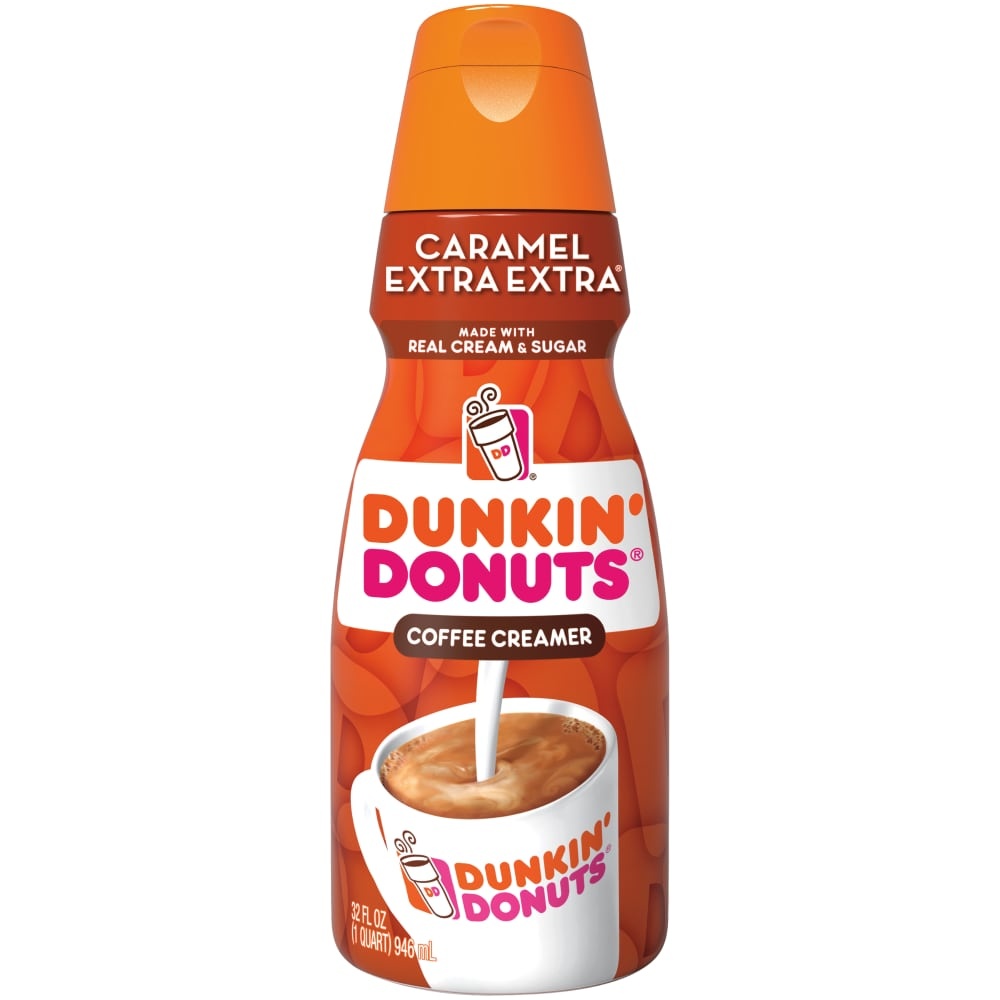 slide 1 of 3, Dunkin' Caramel Extra Extra Coffee Creamer, 32 fl oz