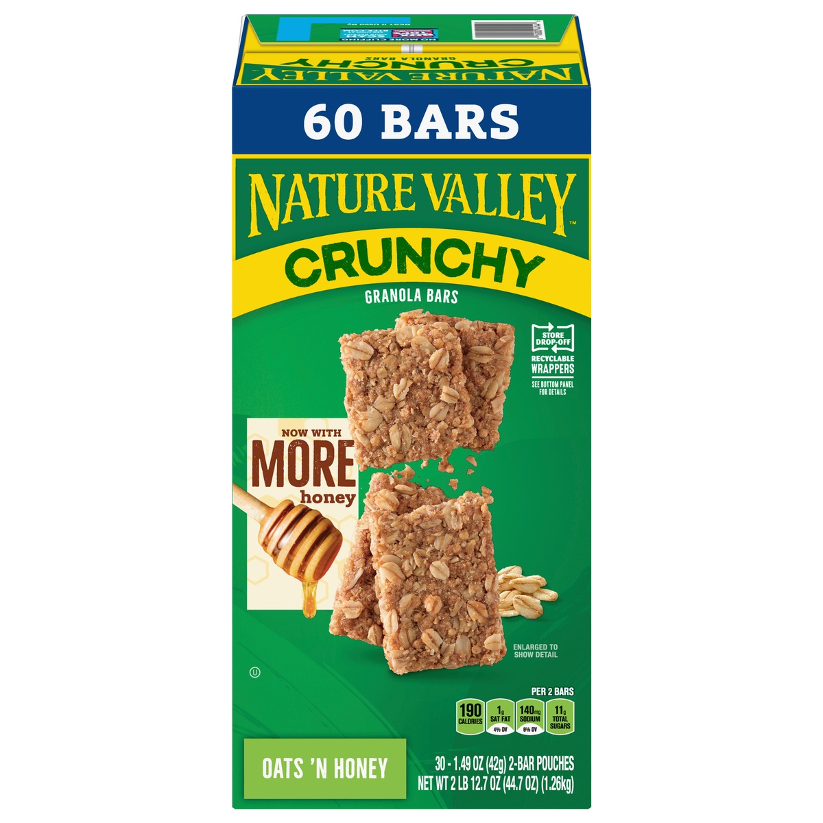 slide 1 of 1, Nature Valley Crunchy Oats 'n Honey Granola Bars 30 Count, 30 ct; 1.5 oz