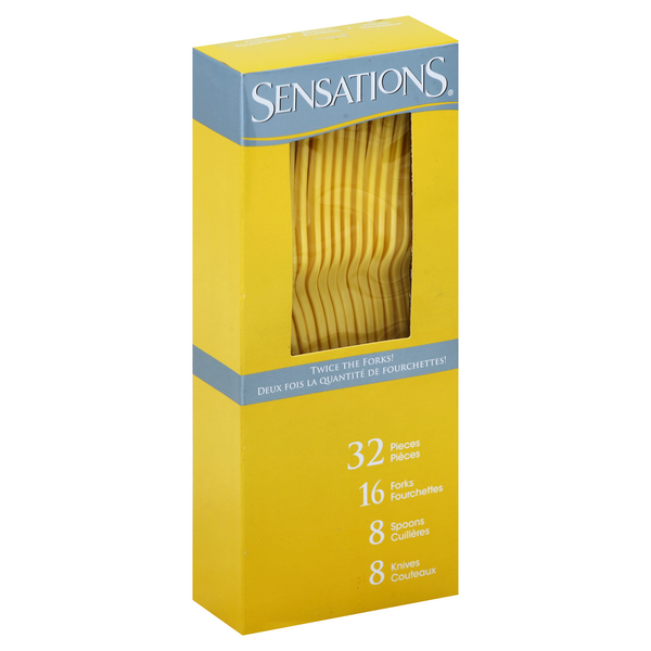 slide 1 of 4, Sensations Heavyweight Plastic Cutlery Set, 32 ct