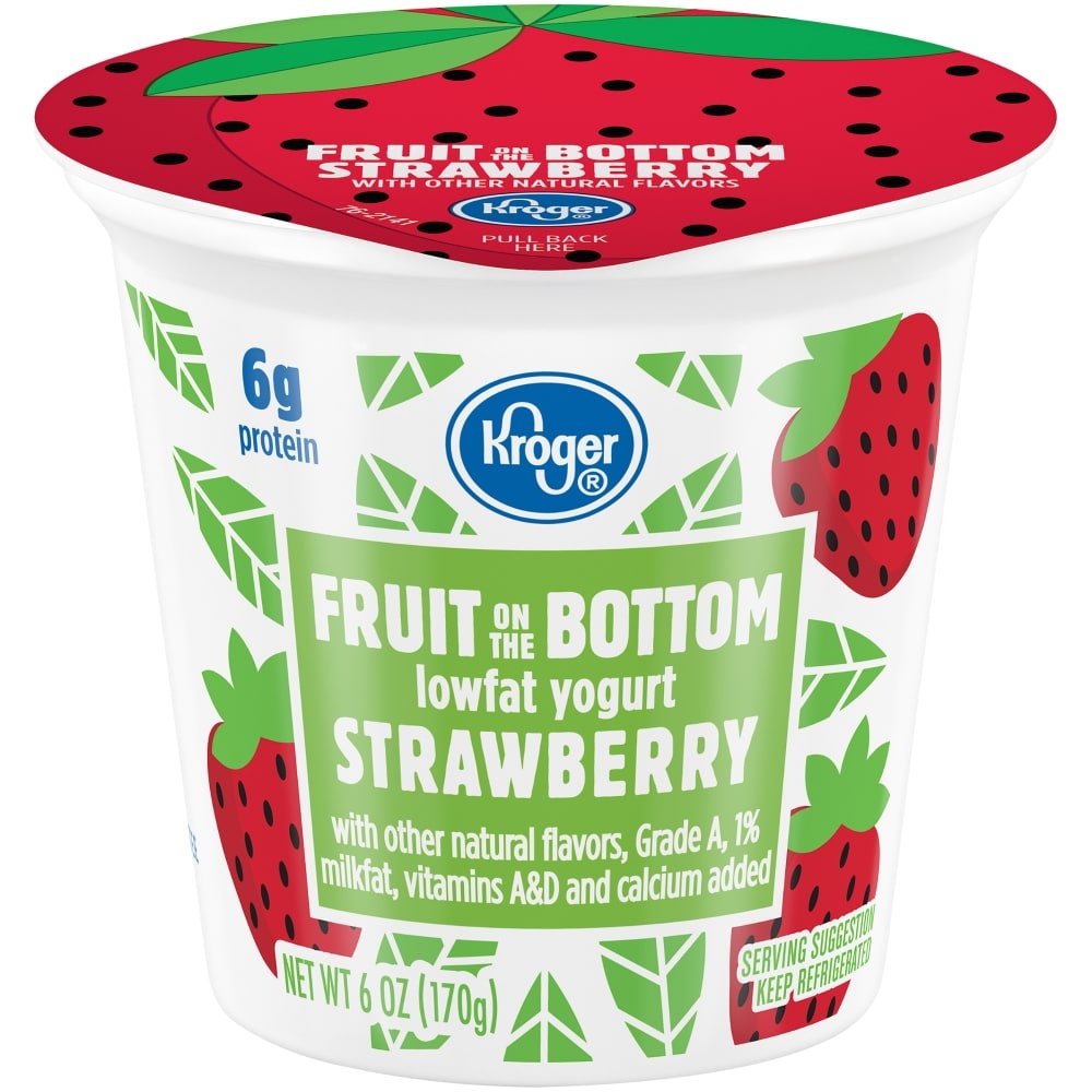 slide 1 of 1, Kroger Strawberry Fruit On The Bottom Lowfat Yogurt, 6 oz