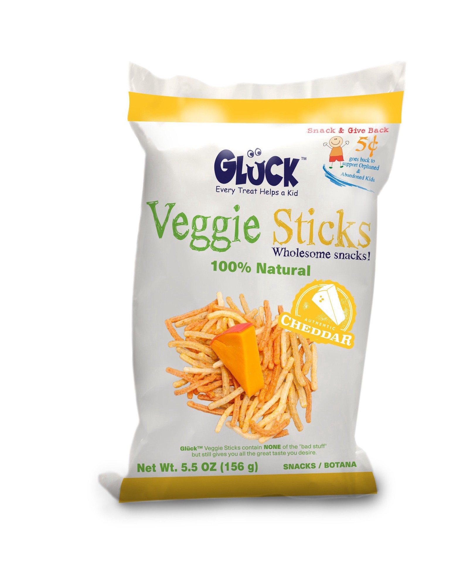 slide 1 of 1, Gluck Veggie Sticks Cheddar, 5.5 oz