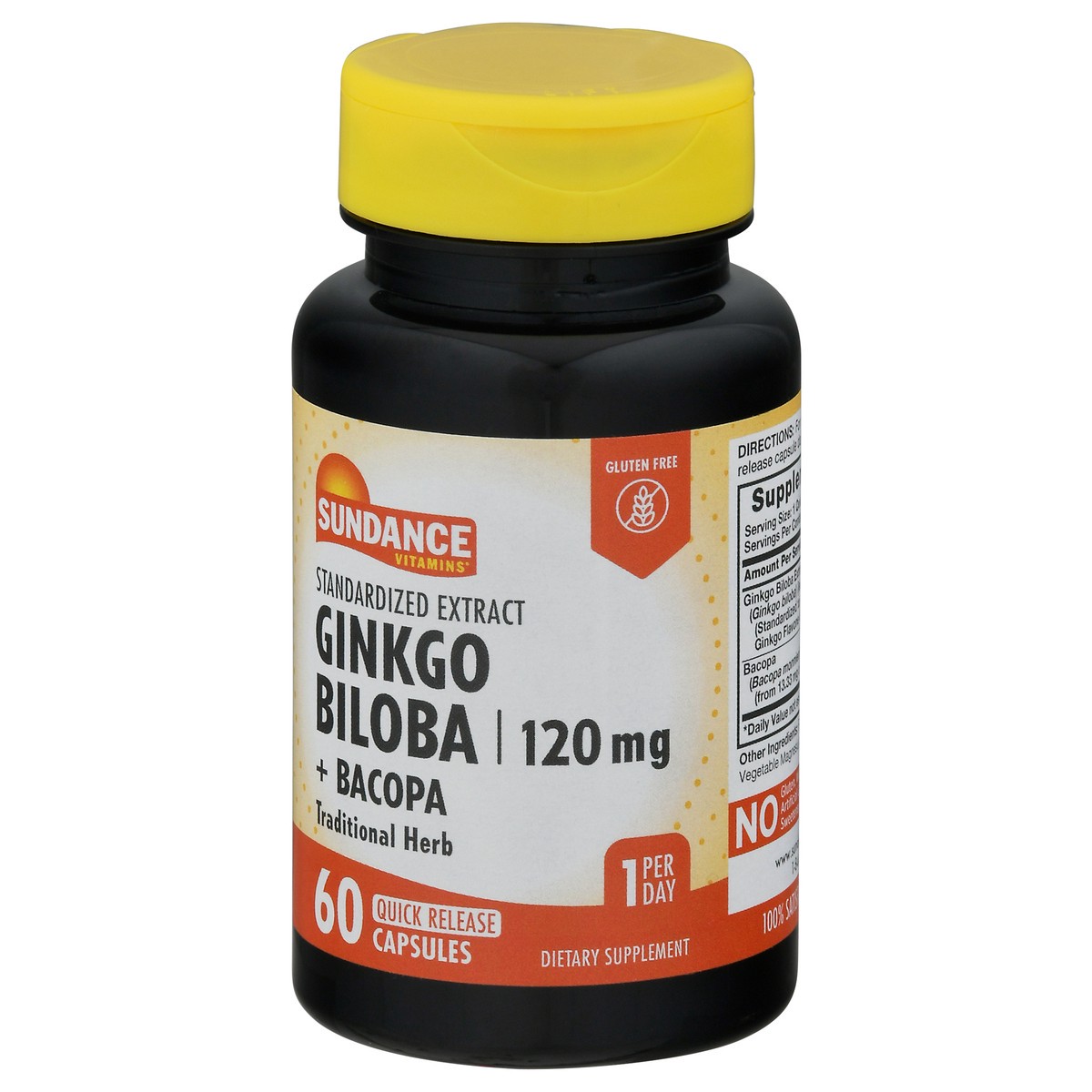slide 9 of 9, Sundance Vitamins Quick Release Capsules 120 mg Ginkgo Biloba + Bacopa Capsules 60 ea, 60 ct