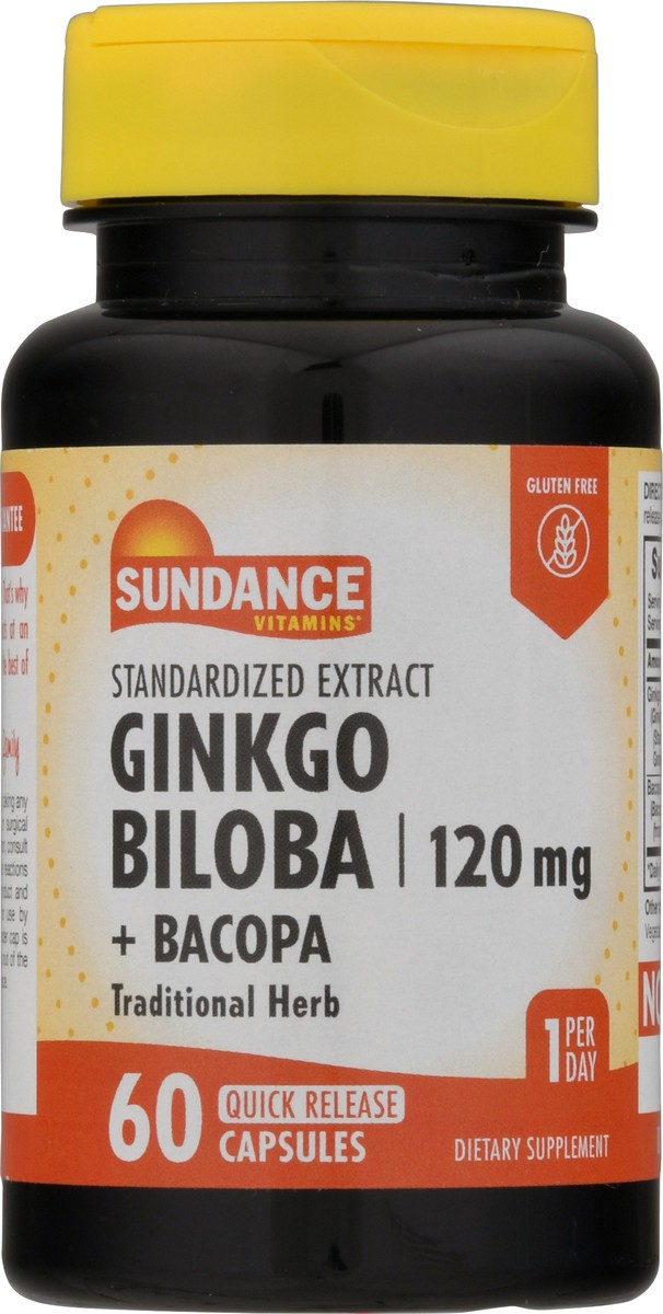 slide 5 of 9, Sundance Vitamins Quick Release Capsules 120 mg Ginkgo Biloba + Bacopa Capsules 60 ea, 60 ct