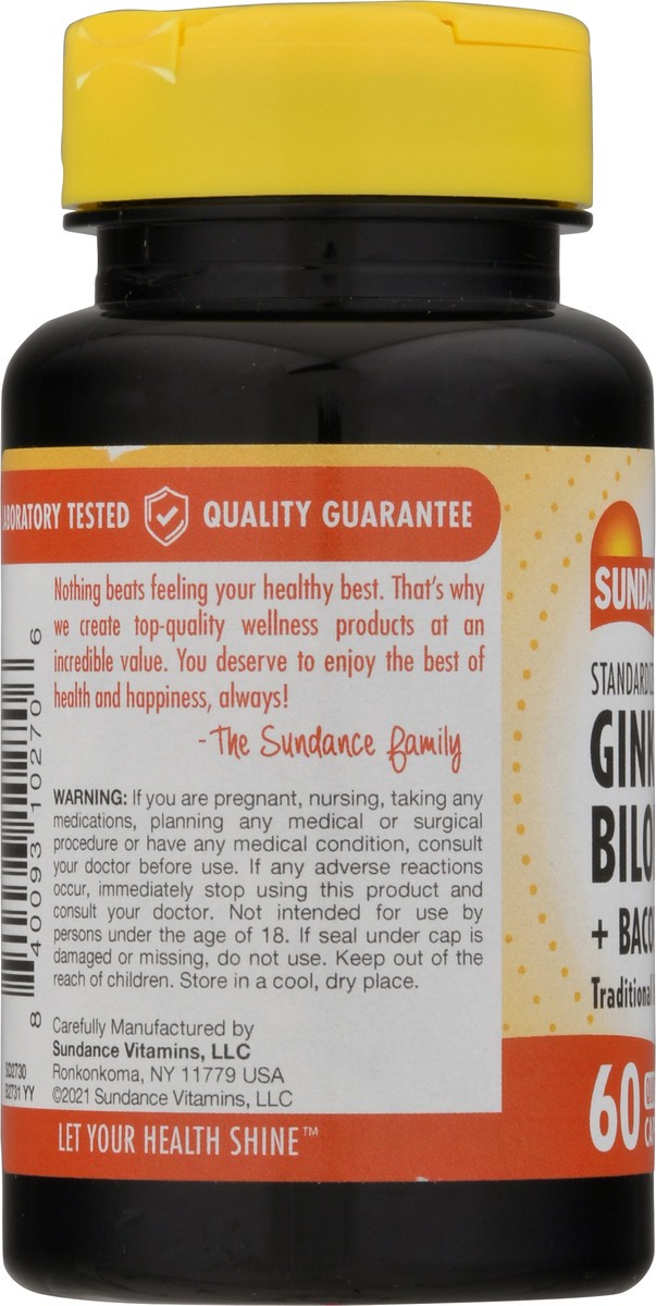 slide 6 of 9, Sundance Vitamins Quick Release Capsules 120 mg Ginkgo Biloba + Bacopa Capsules 60 ea, 60 ct