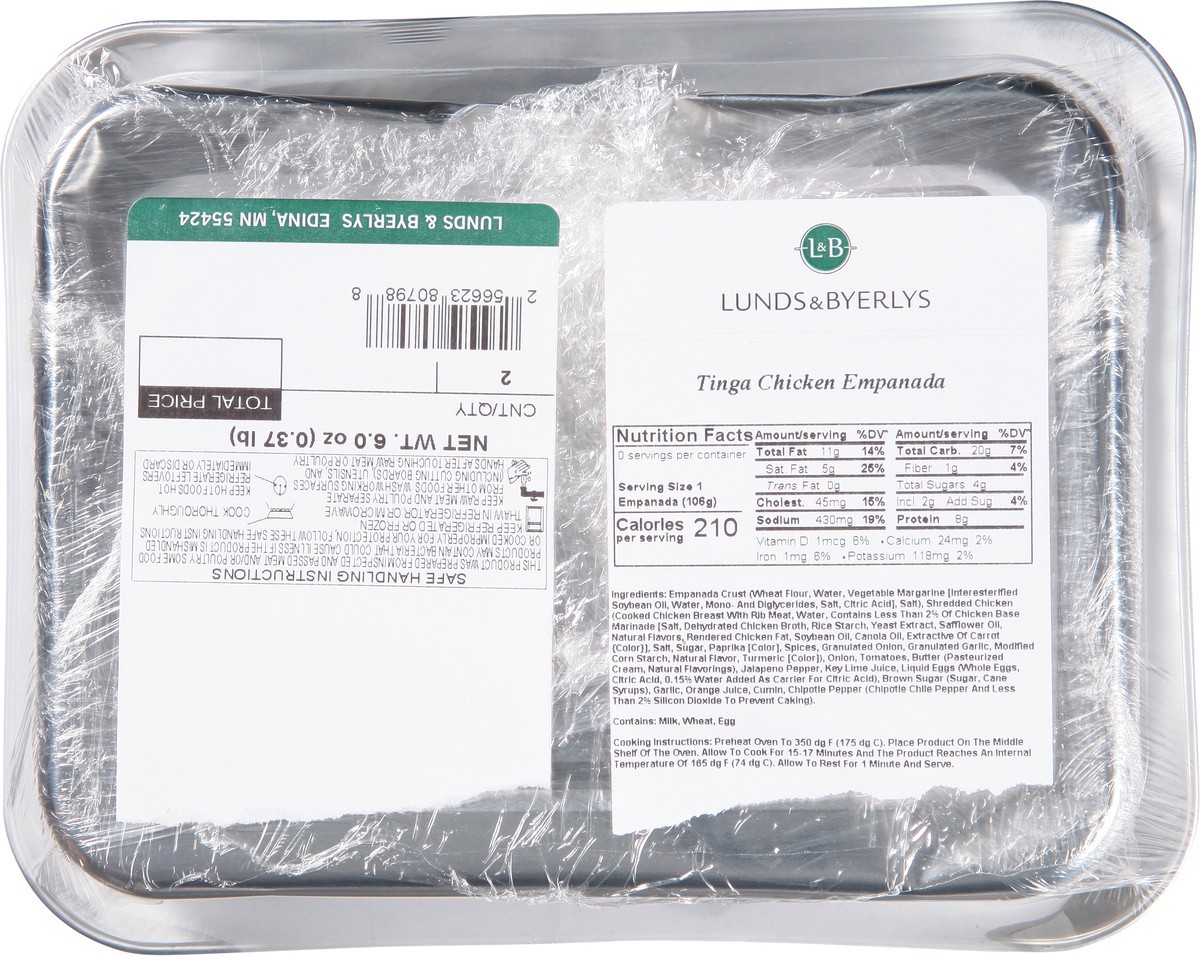slide 2 of 9, Lunds & Byerlys Tinga Chicken Empanada 1 ea, 3.75 oz