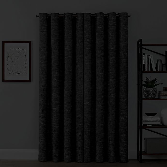 slide 6 of 6, Brookstone Saville Grommet 100% Blackout Window Curtain Panel - Charcoal, 84 in