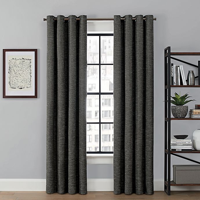 slide 1 of 6, Brookstone Saville Grommet 100% Blackout Window Curtain Panel - Charcoal, 84 in