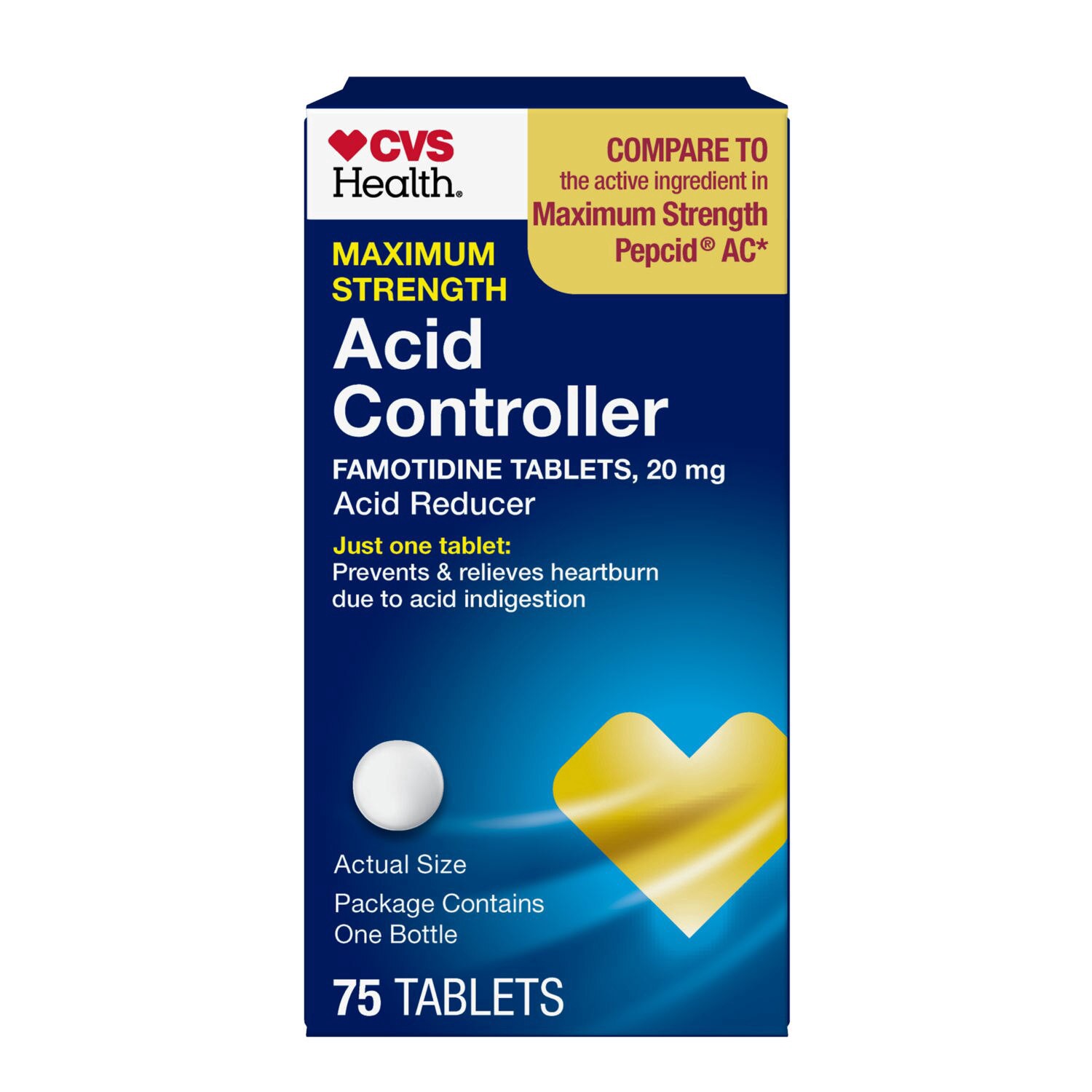 slide 1 of 1, Cvs Health Famotidine 20 Mg Tablets, 75 Ct, 75 ct