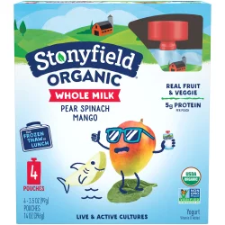 Stonyfield Organic Kids Pear Spinach Mango Whole Milk Yogurt
