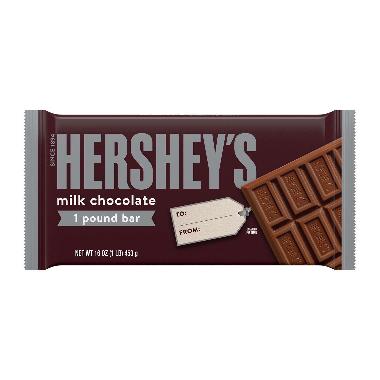 slide 1 of 9, Hershey's Milk Chocolate Candy Gift Bar, 1 lb, 1 lb