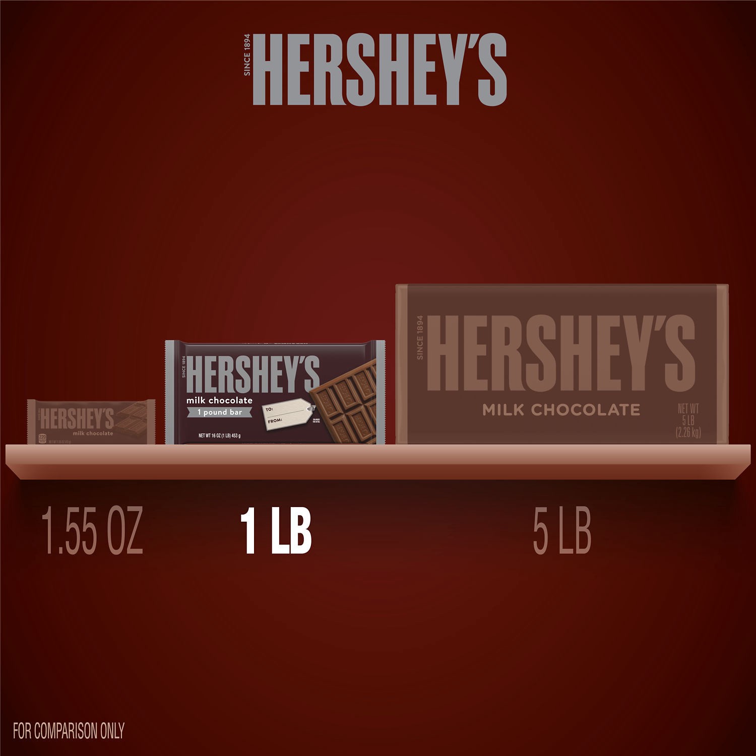 slide 9 of 9, Hershey's Milk Chocolate Candy Gift Bar, 1 lb, 1 lb