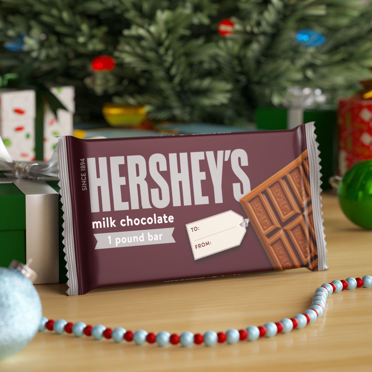 slide 5 of 9, Hershey's Milk Chocolate Candy Gift Bar, 1 lb, 1 lb