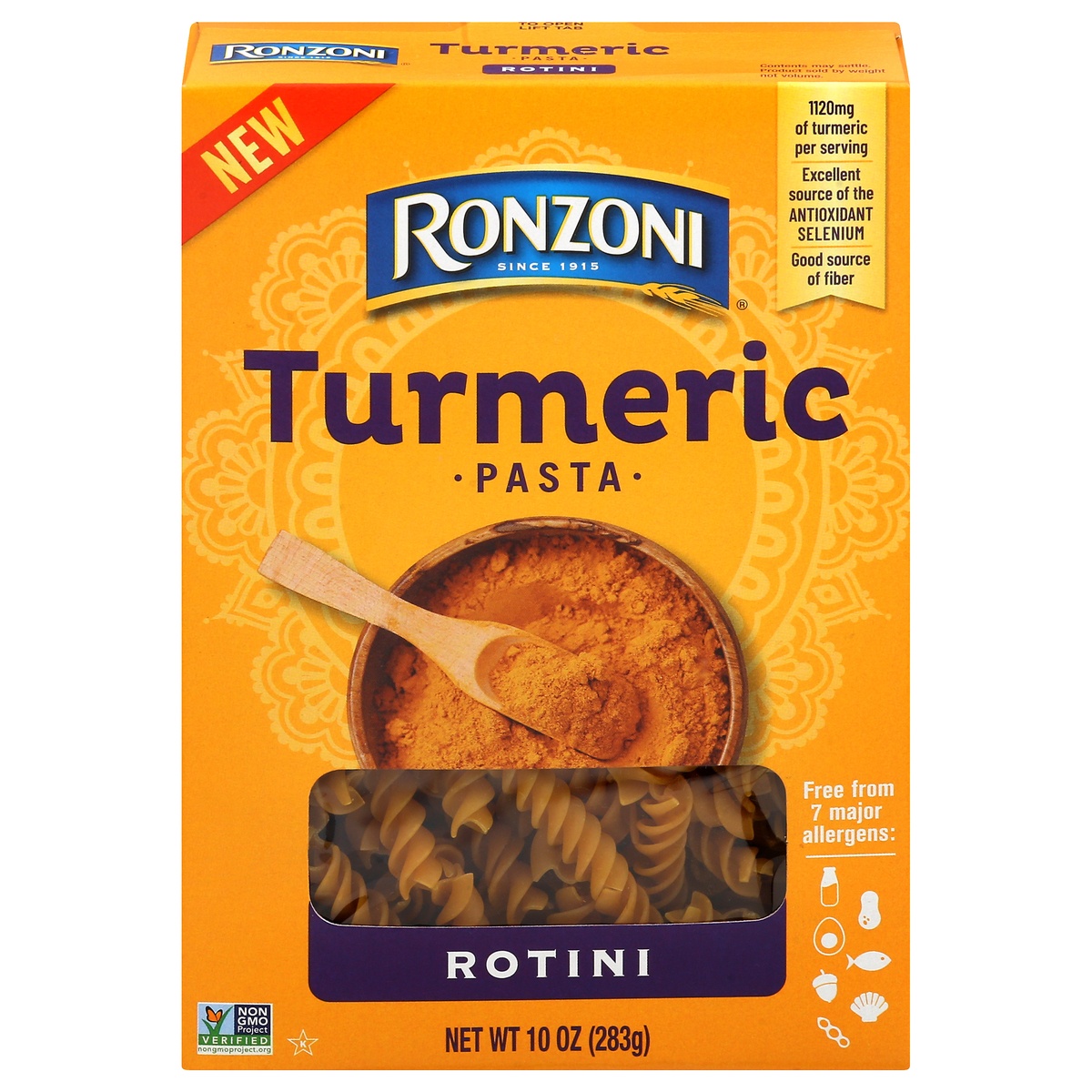 slide 1 of 8, Ronzoni Tumeric Rotini, 10 oz