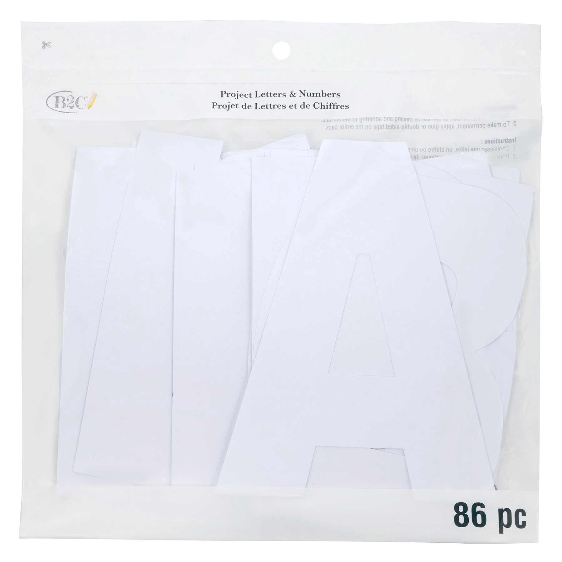 slide 2 of 2, 7" White Project Letters, Numbers & Characters By B2c, 7 in