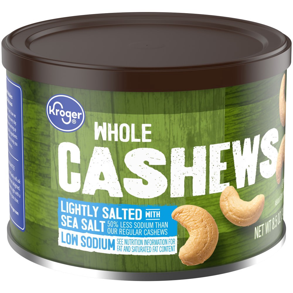 slide 3 of 4, Kroger Whole Lightly Salted Cashews, 8.5 oz