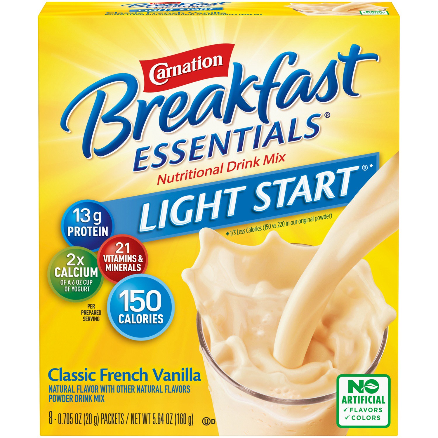 slide 6 of 9, Carnation Breakfast Essentials Light Start Nutritional Powder Drink Mix, Classic French Vanilla- 5.64 oz, 20 g