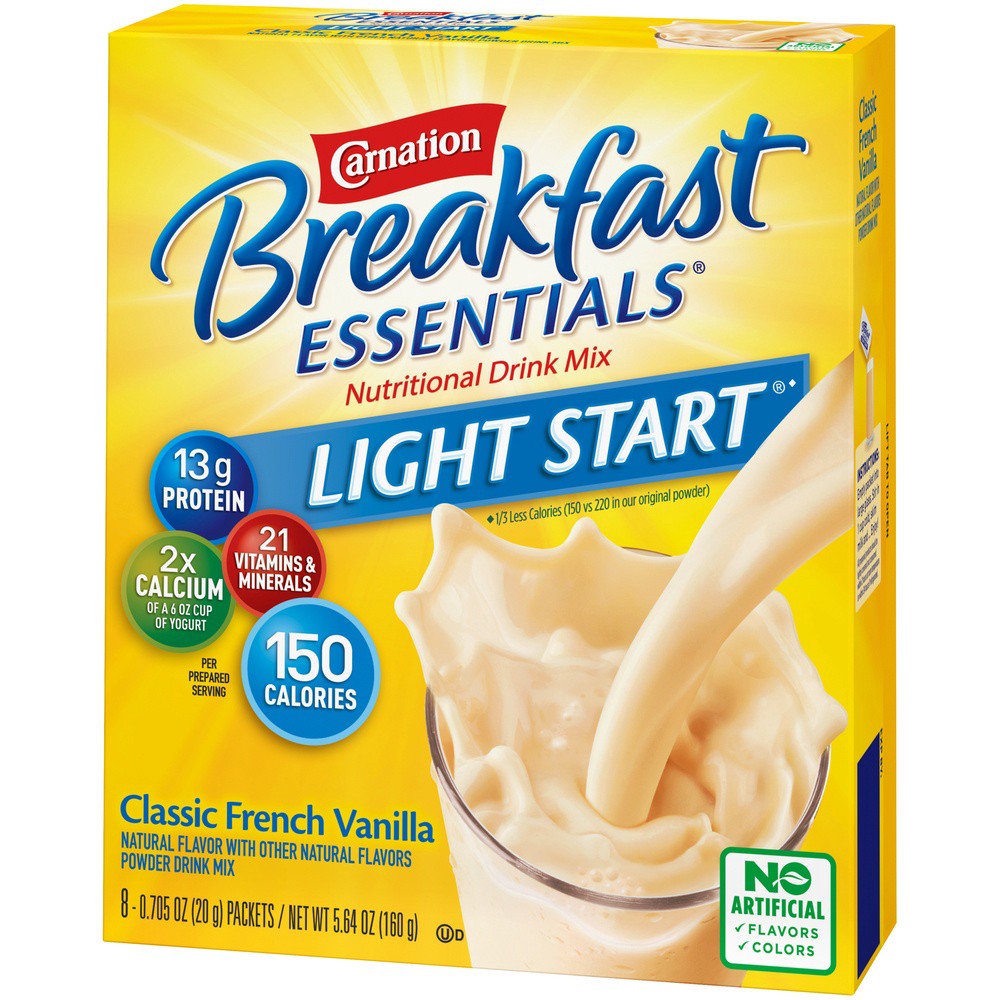 slide 4 of 9, Carnation Breakfast Essentials Light Start Nutritional Powder Drink Mix, Classic French Vanilla- 5.64 oz, 20 g