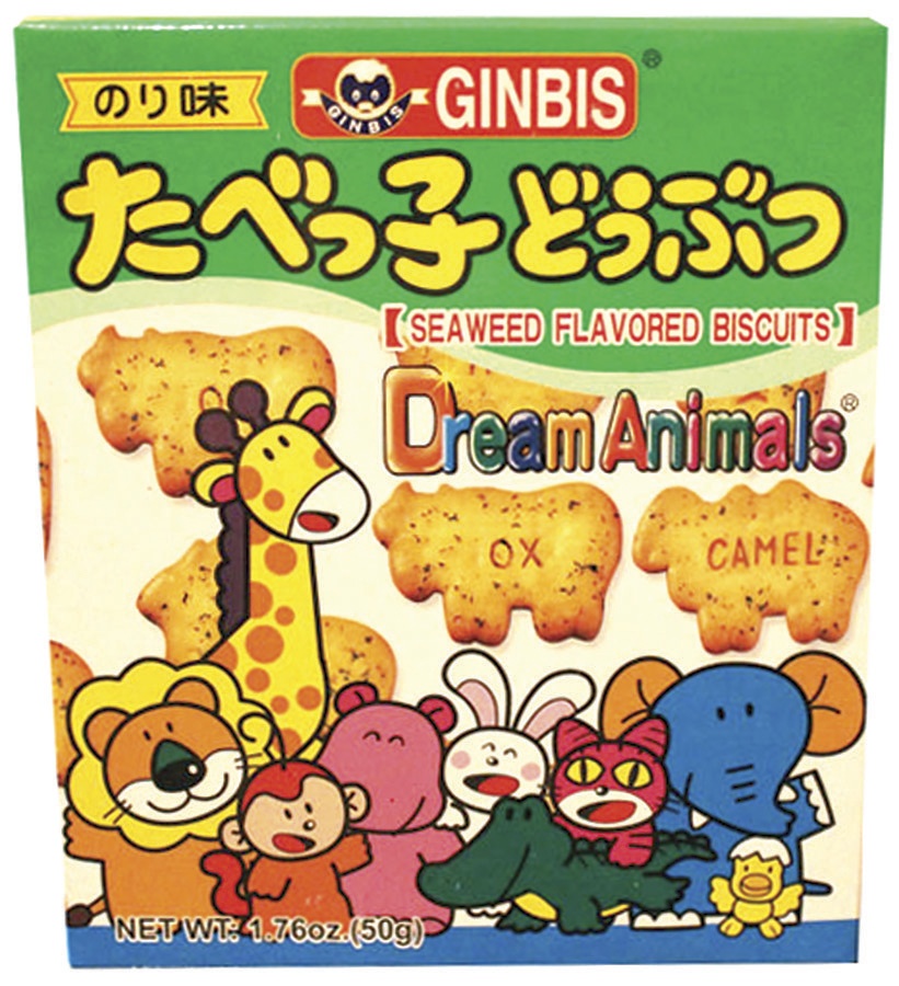 slide 1 of 1, Ginbis Dream Animals Seaweed Flavored Biscuits, 1.76 oz