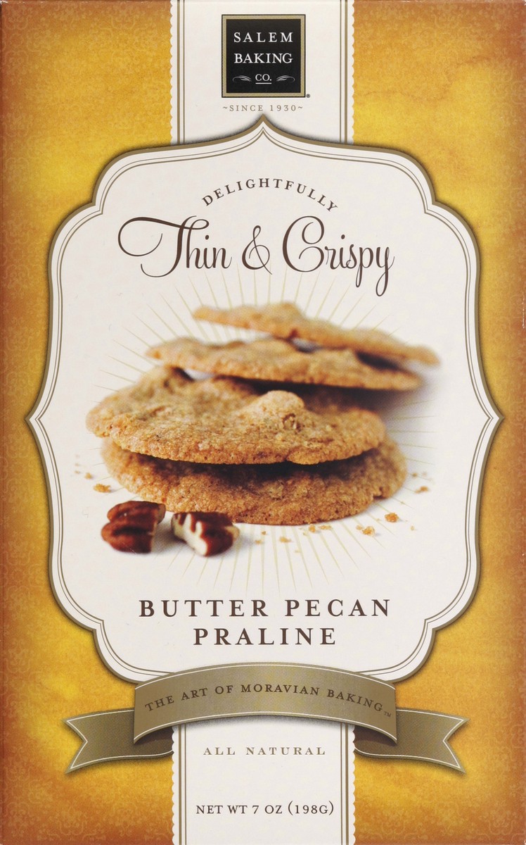 slide 4 of 5, Salem Baking Co. Delightfully Thin & Crispy Cookies Butter Pecan Praline, 7 oz
