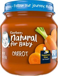 Gerber Stage 1 Baby Food, Carrot Jar, Carrot Puree, Non-GMO, Baby Puree