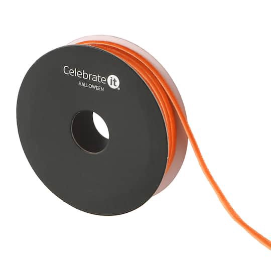 slide 1 of 3, 1/8" X 4yd. Orange Velvet Ribbon By Celebrate It Halloween, 1/8 in x 4 yd