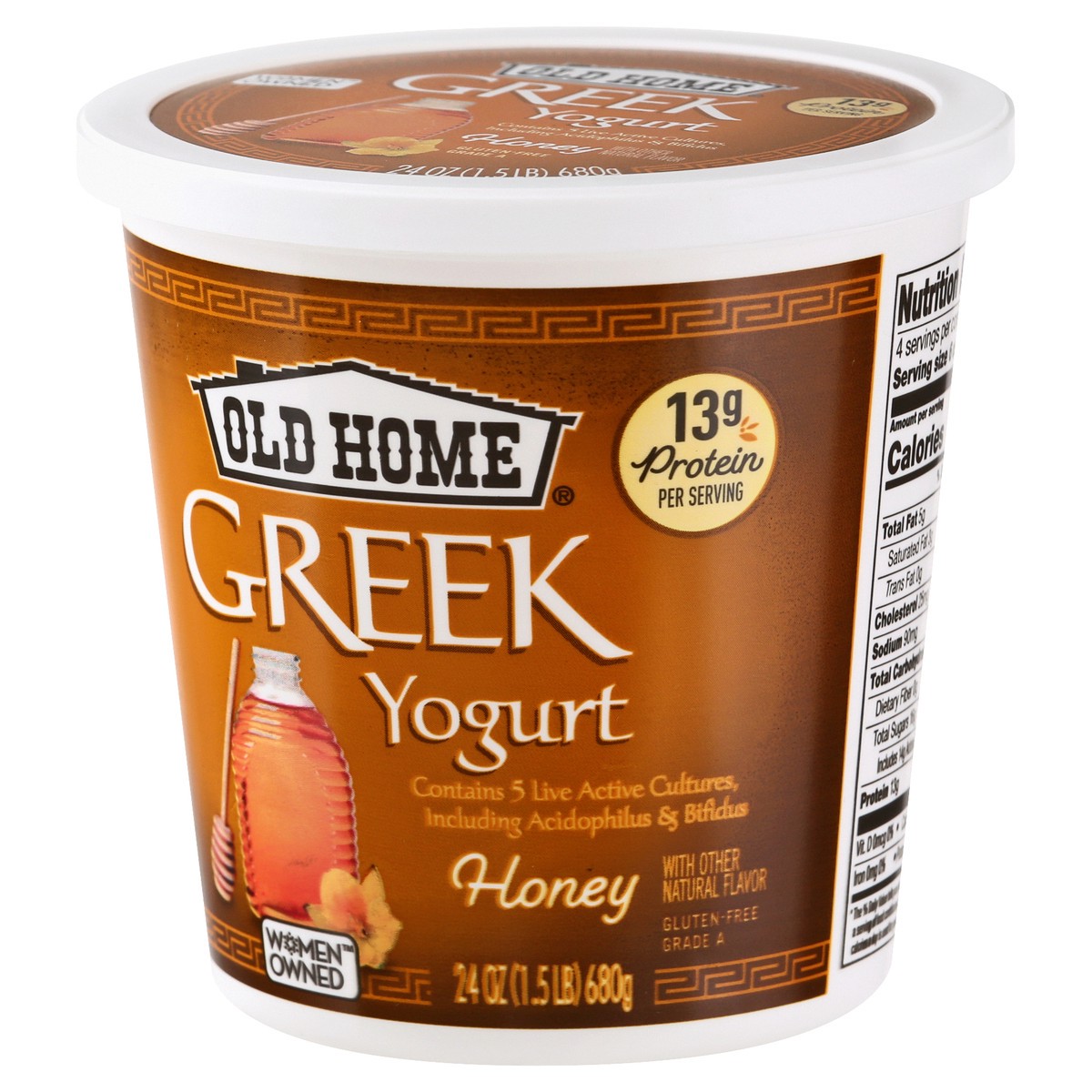 slide 8 of 13, Old Home Honey Greek Yogurt, 24 oz