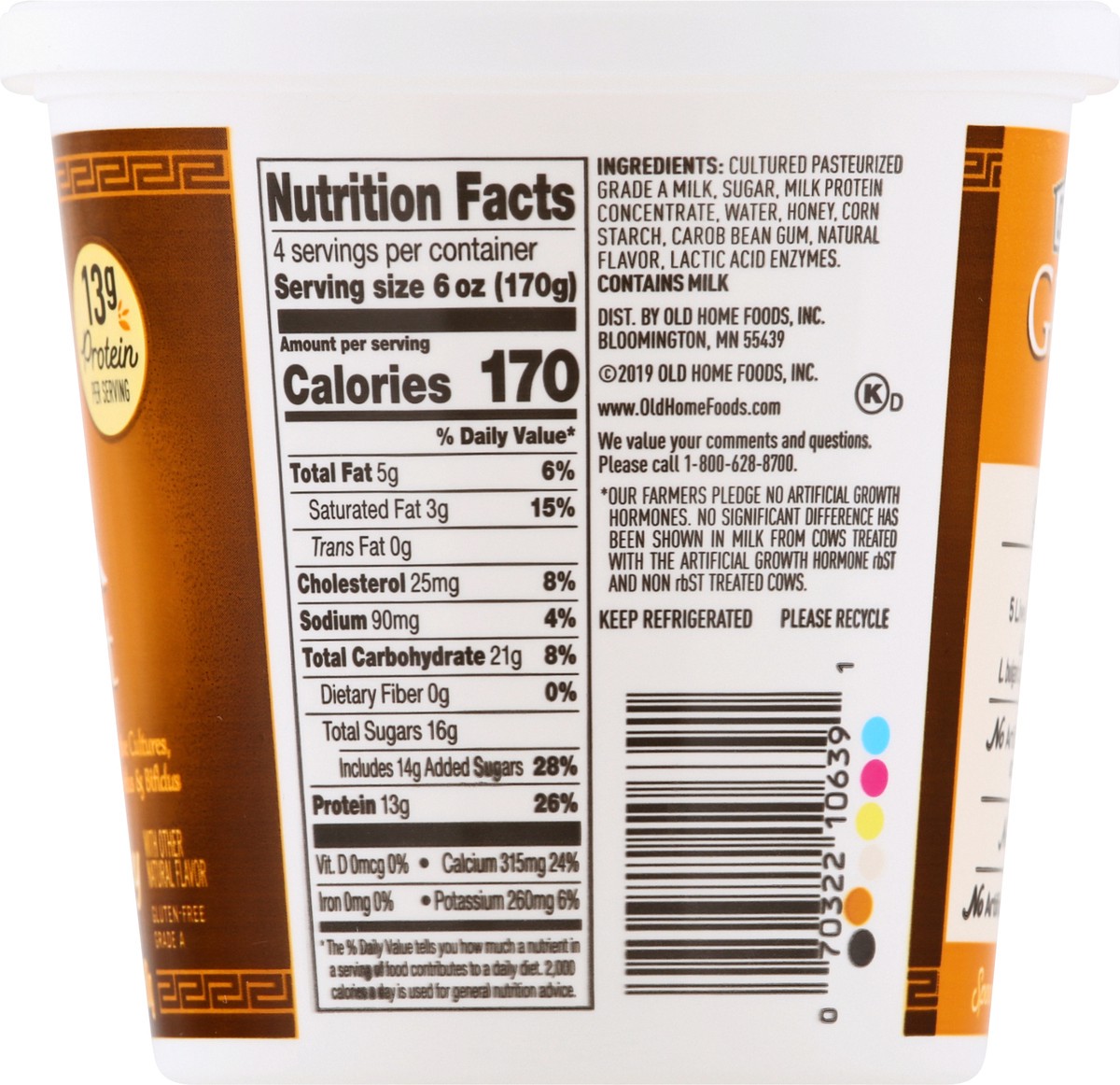 slide 9 of 13, Old Home Honey Greek Yogurt, 24 oz