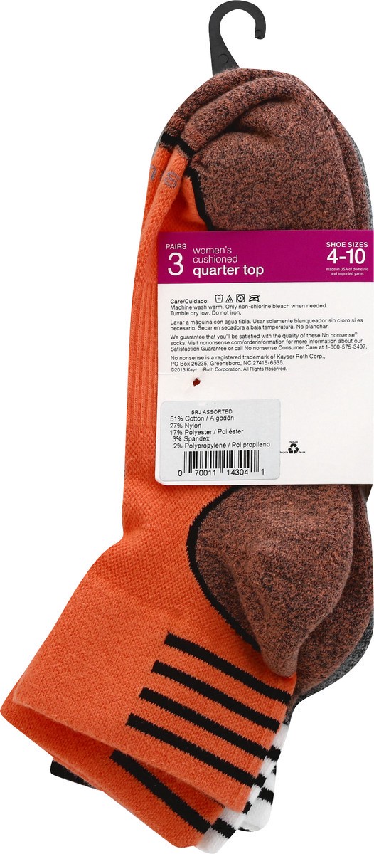 slide 4 of 10, No Nonsense Soft & Breathable Women's Cushioned Quarter Top 4-10 Socks 3 ea, 3 ct