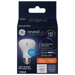 GE Reveal Indoor Floodlight 7 Watts Dimmable LED R20 Light Bulb 1 ea