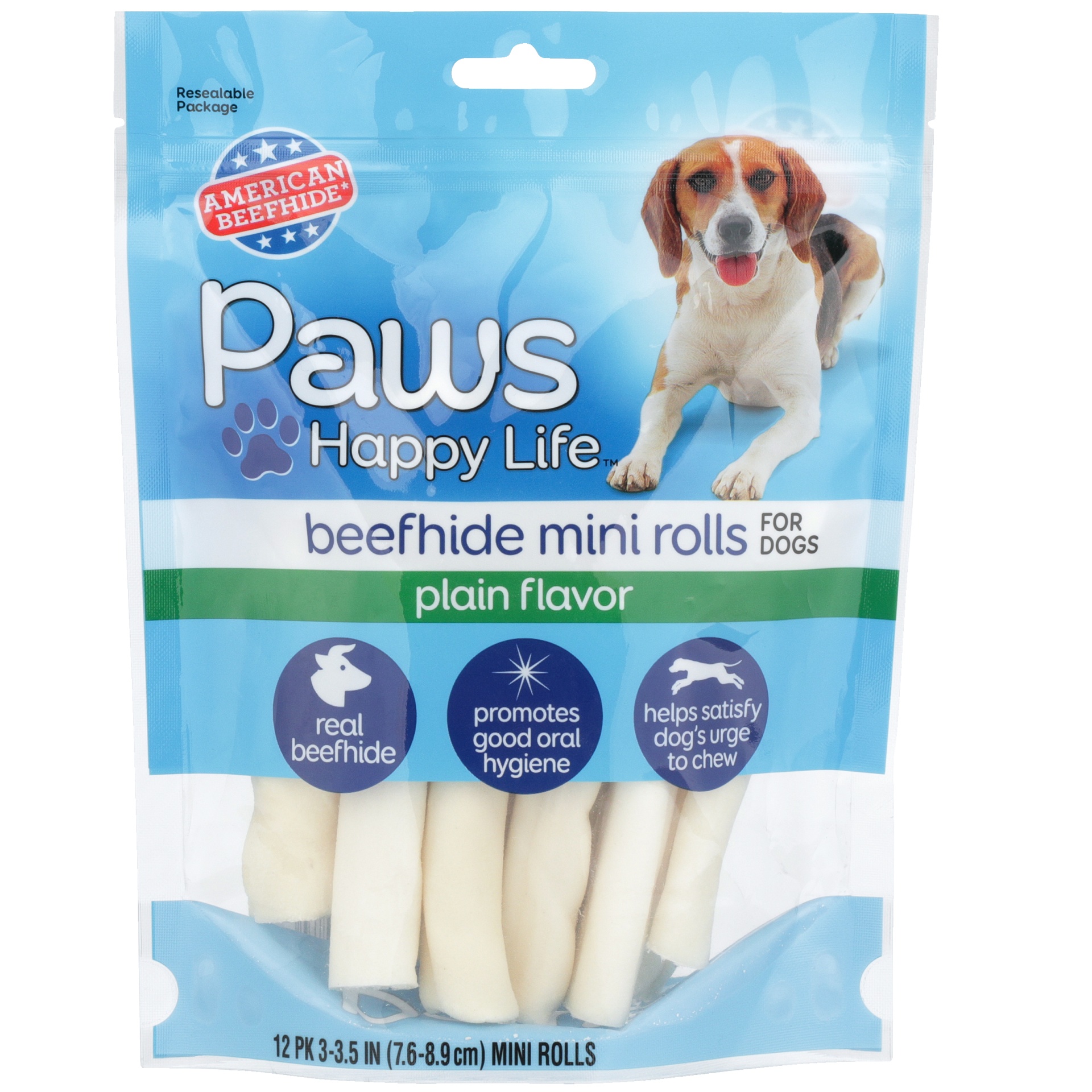 Paws Happy Life Beefhide Mini Rolls For Dogs Plain Flavor 12 ct Shipt