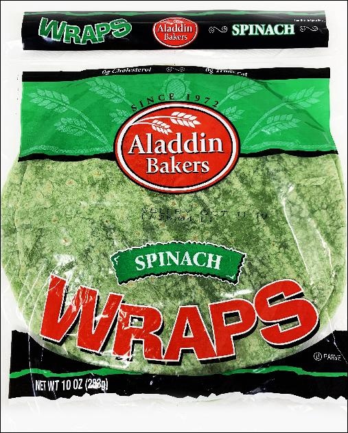 slide 1 of 1, Aladdin Bakers Spinach Wraps, 10 oz