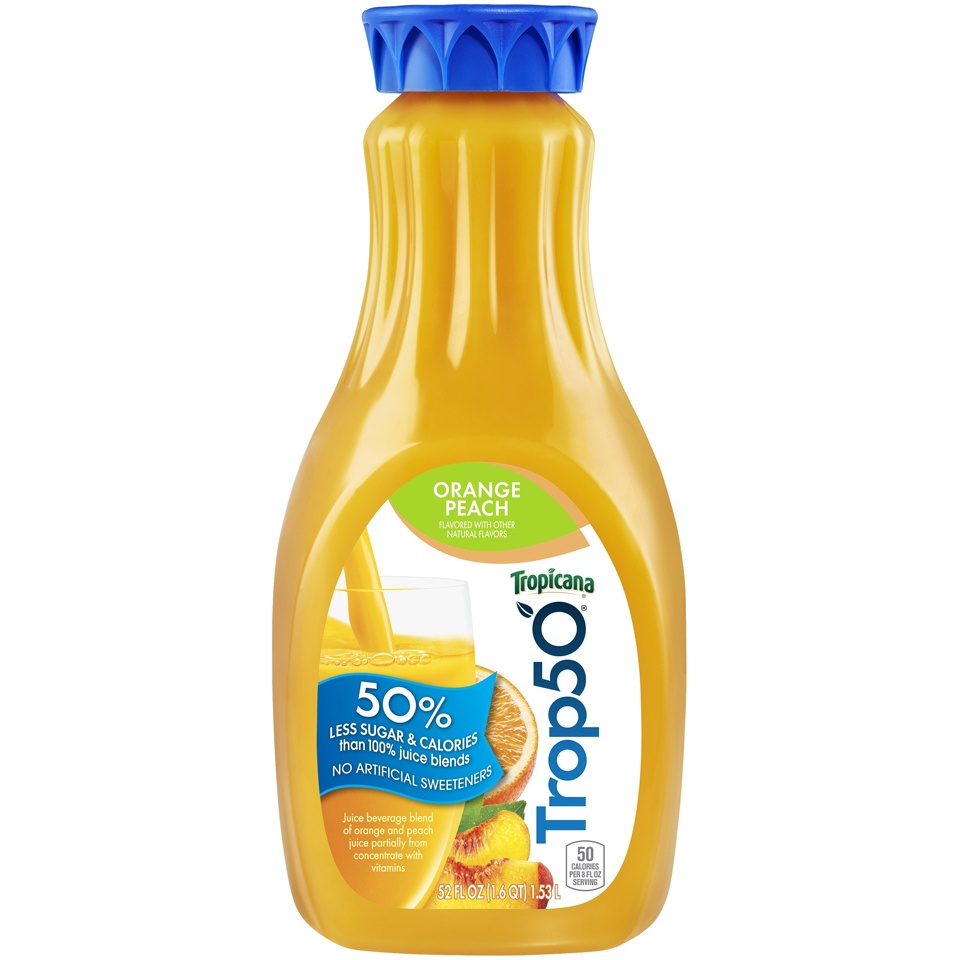 slide 1 of 4, Trop50 Juice Beverage Orange Peach 52 Fl Oz Bottle, 52 oz