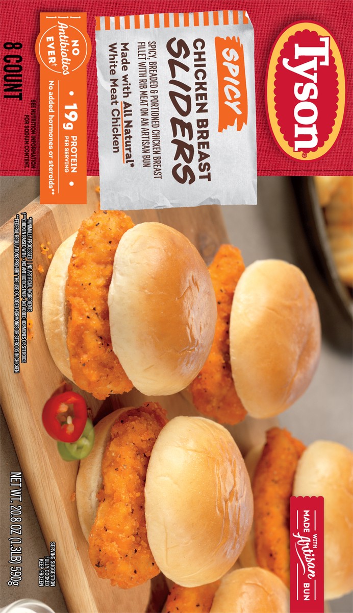 slide 2 of 14, Tyson Spicy Chicken Breast Sliders, 20.8 oz, 8 ct Box, 589.67 g