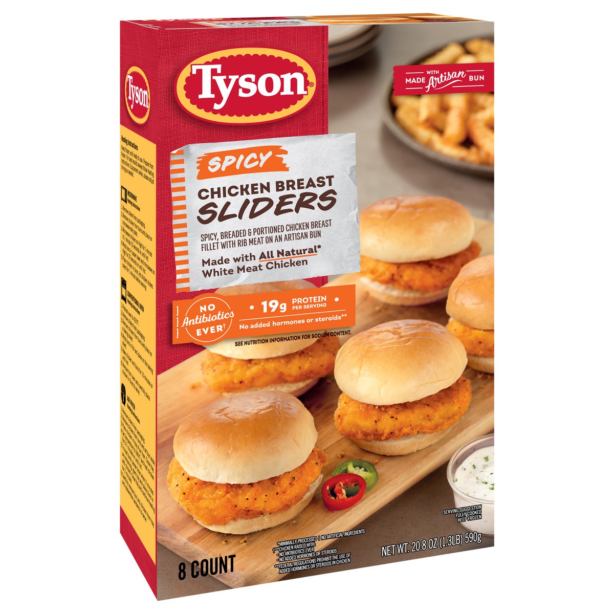 slide 6 of 14, Tyson Spicy Chicken Breast Sliders, 20.8 oz, 8 ct Box, 589.67 g