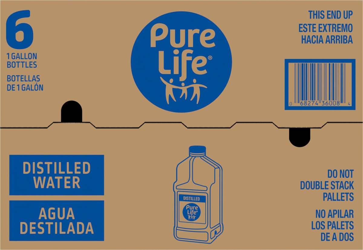 slide 3 of 8, Pure Life Distilled Water, 1-Gallon, Plastic Bottled Water (6 Pack) Front Handle, 1 g