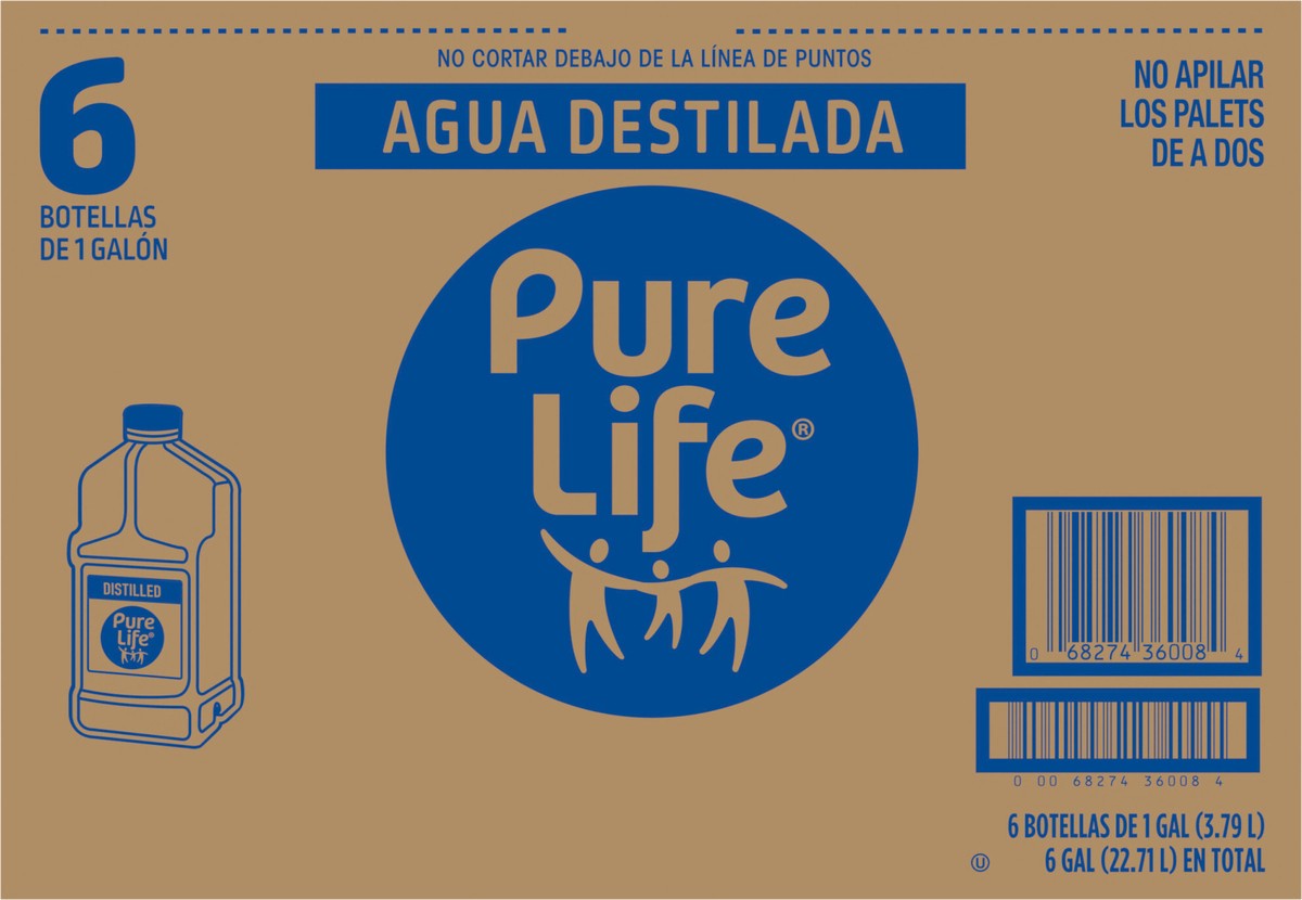 slide 7 of 8, Pure Life Distilled Water, 1-Gallon, Plastic Bottled Water (6 Pack) Front Handle, 1 g